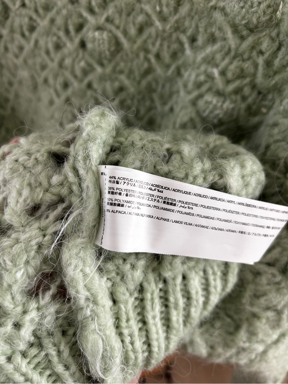 NWT Mango Mint Green Open-Knit Crewneck Popcorn Texture Sweater - Picture 9 of 9
